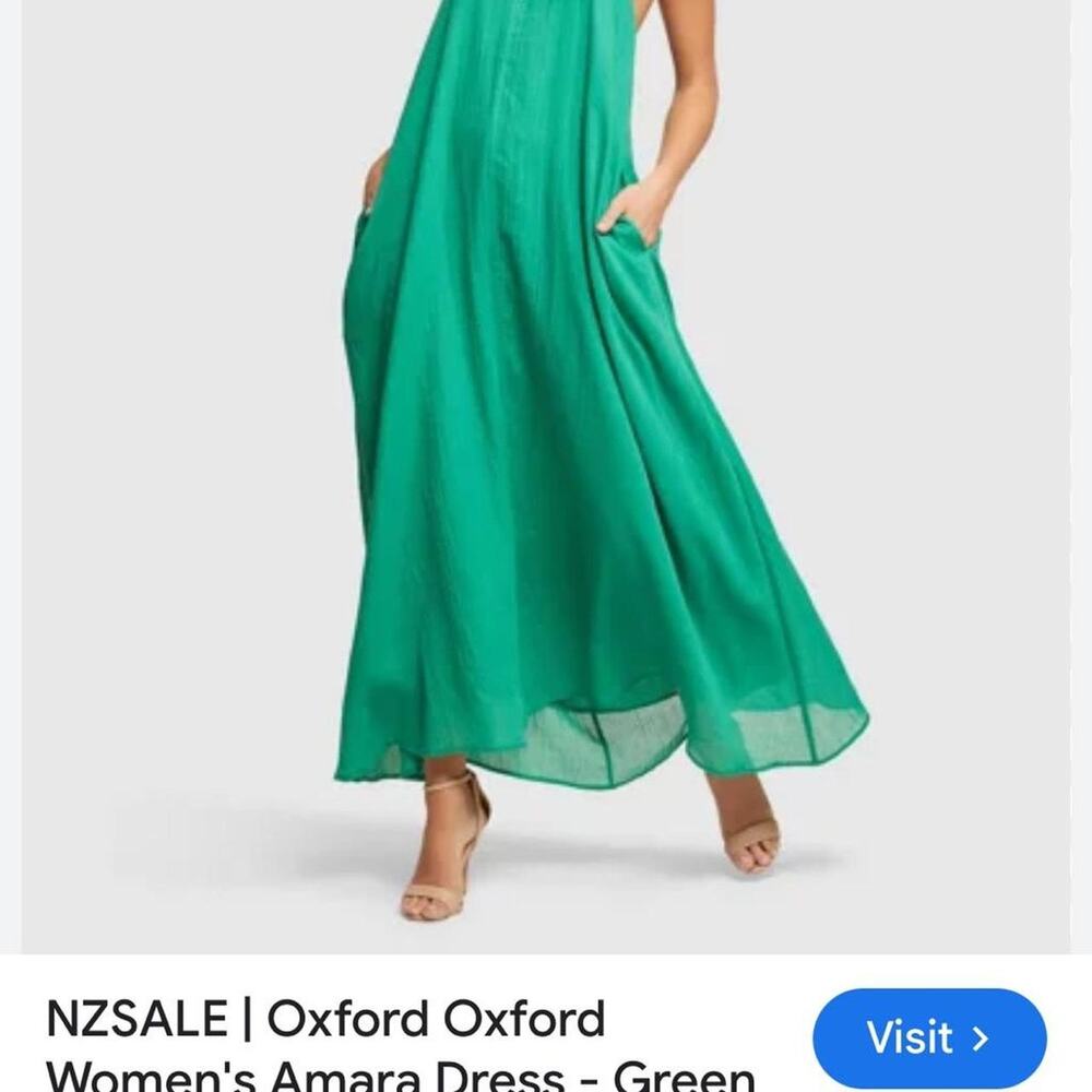 Oxford Amara Dress Kelly Green‎ Halter Backless Maxi Dress Sz 12
